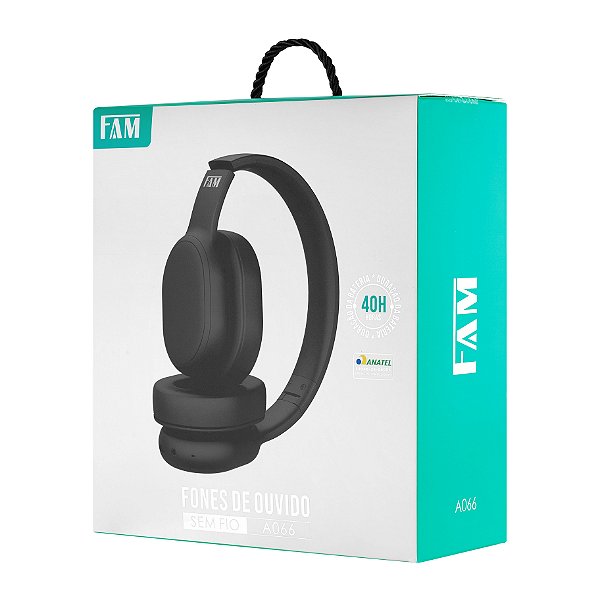 Fone de Ouvido sem fio, Bluetooth 5.0, IOS/Android, marca FAM, modelo A066.