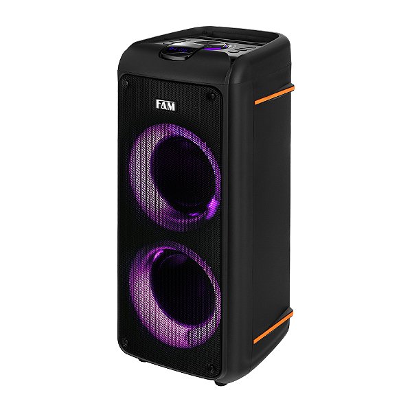 Caixa de Som Portátil, Bluetooth 5.0, Luz de LED, Rádio FM, Controle Remoto, modelo A602, potência 60W RMS.