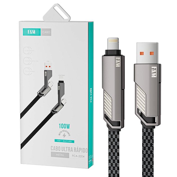 Cabo Especial Multiuso 4 em 1, 100w, Metal, Marca FAM, modelo FCA-2204