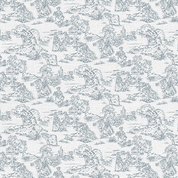 LE023 -  Linho Estampado Toile de Jouy Denim