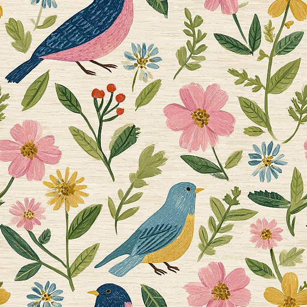 D1951 - Passarinhos Voando em Azul