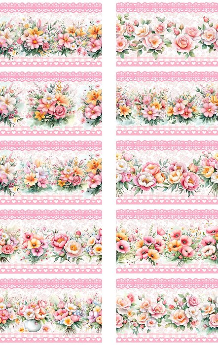 D1961 - BARRADO FLORES ROSAS E AMERELAS