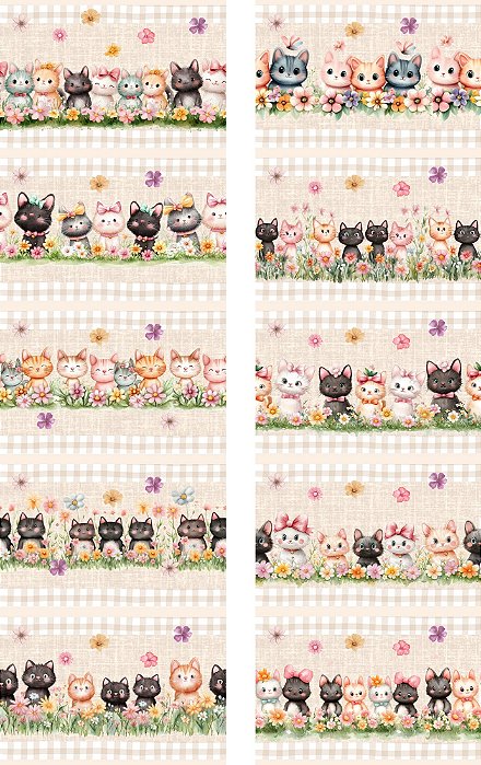 D1973 -Barrado Gatinhos e Flores