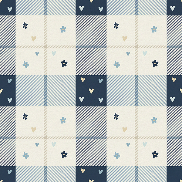 D2532 - Florzinha Romântica Xadrez e Mini Corações