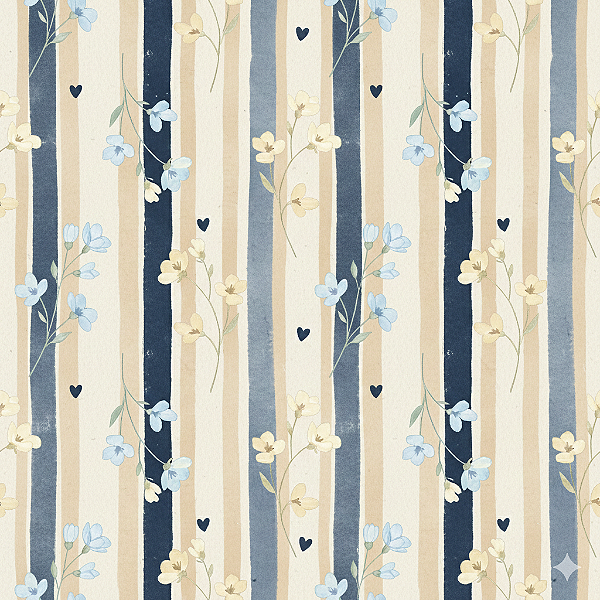 D2533 - Florzinha Romântica Miosotis Azul no Listrado