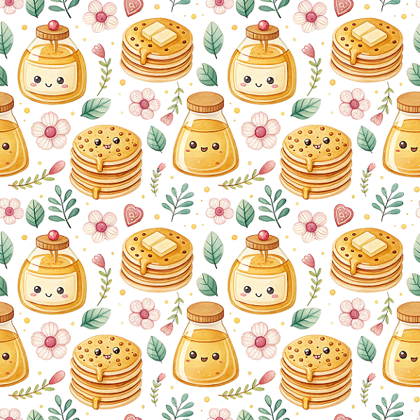 D2393 - Lanche da Tarde Kawaii Panquecas e Mel