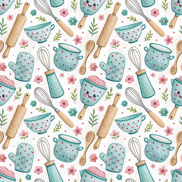 D2395 - Lanche da Tarde Kawaii Utensílios em Poá
