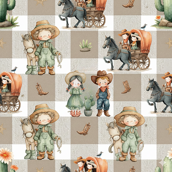 D2478 - Cute Western Cowkids