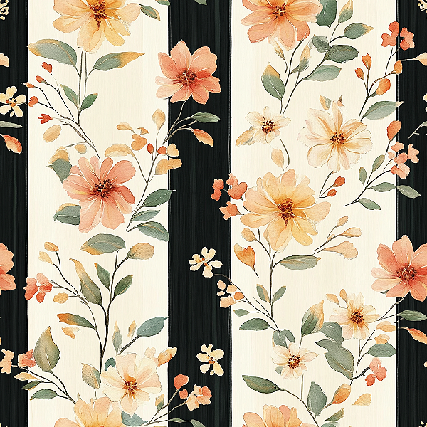 D2496 - Orange Spring Flores Listras Pretas