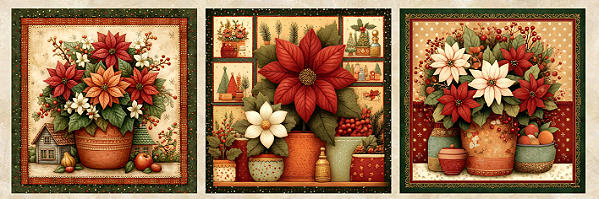DN423 - NATAL 26 - Painel Almofada Flores Natalinas