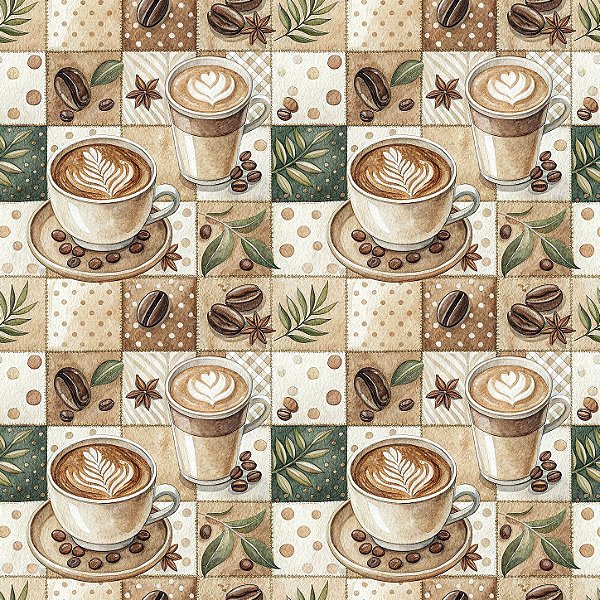 D2591 - Patch Café Xícaras Creme