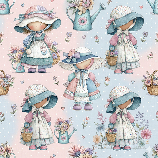D2593 - Sunbonnet Pastel Bonecas e Sombras