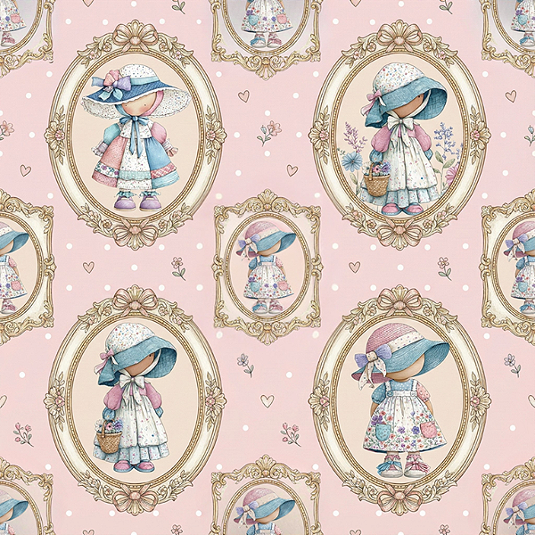 D2594 - Sunbonnet Pastel Bonecas na Moldura