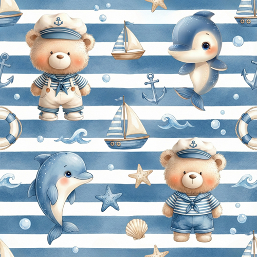D2601 - Baby Sea - Ursinhos e Golfinhos Listrado