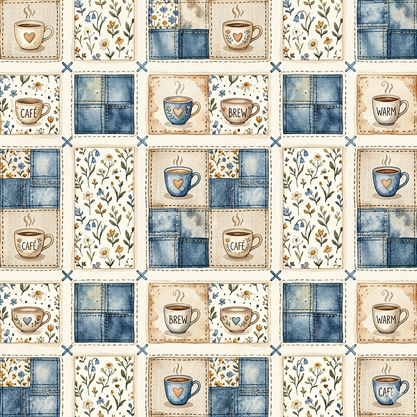 D2832 - Blue Coffee Patch Xícaras