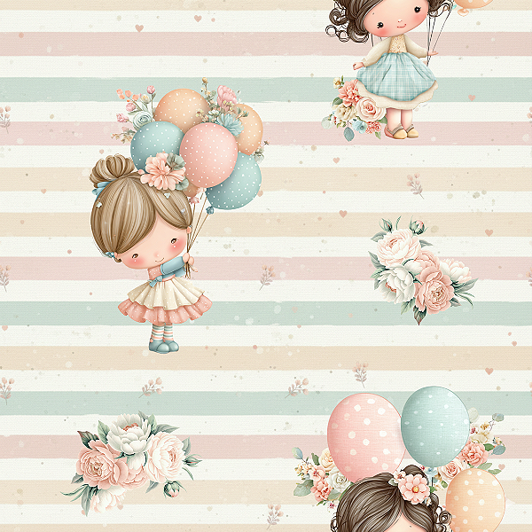 D2693 - Dolls and Balloons Stripes
