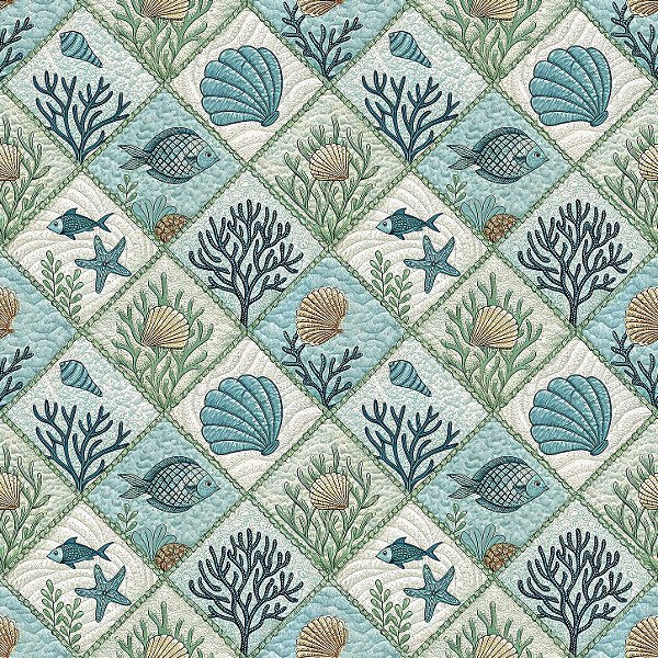 D2704 - Patch Oceano Peixes e Conchas