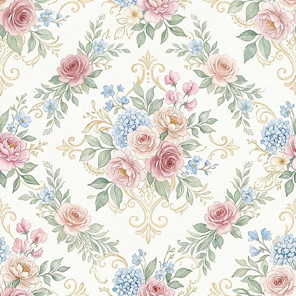 D2854 - Pastel Dream Rosas e Arabescos