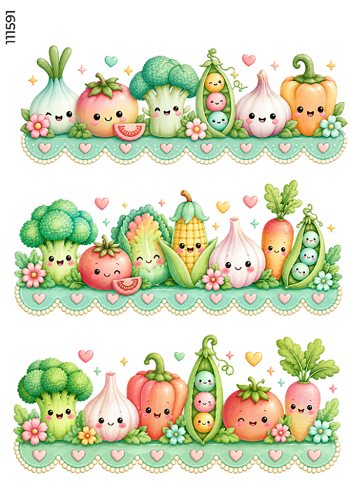 111591 - ESTAMPA FACIL Vegetais Kawaii