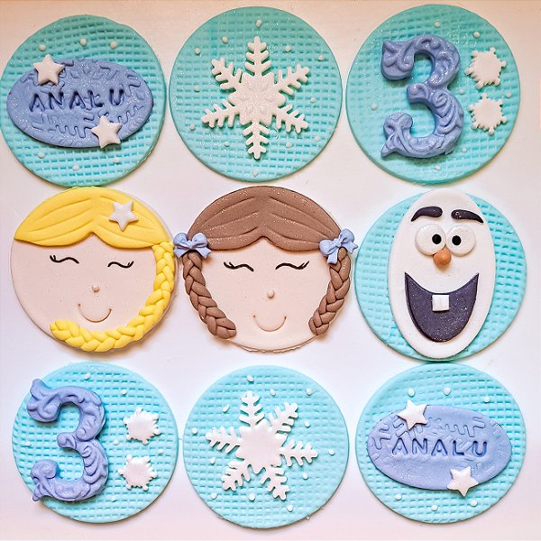 Apliques Comestíveis Tema Frozen 6cm 10 unidades