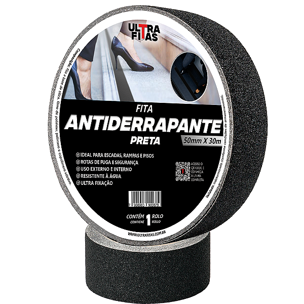 Faixa Fita Lixa Antiderrapante Adesiva 50 mm X 30 metros - Preta