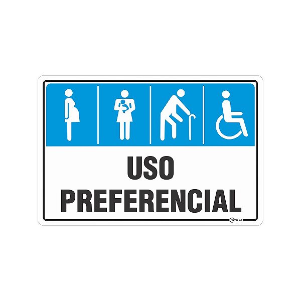 Placa Sinalização Uso Preferencial 20x30cm Adesiva