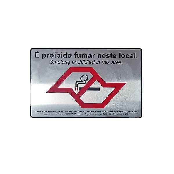 Placa Sinalização Proibido Fumar Neste Local 15x23 - Aluminio Adesiva