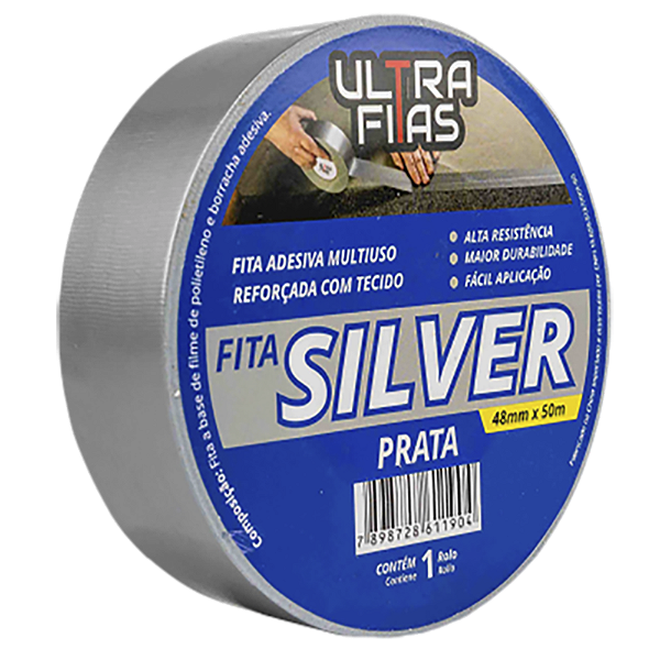 Fita Adesiva Multiuso Silver Tape 50 mm X 50 Metros - Cinza