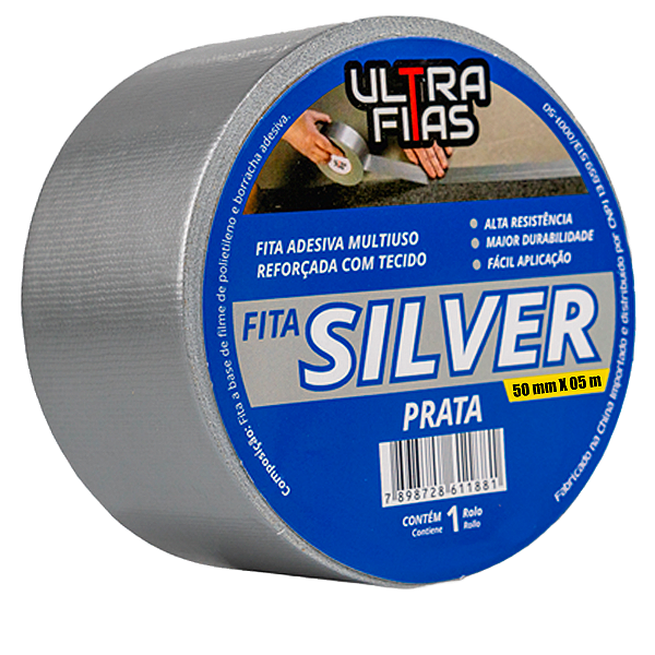 Fita Adesiva Silver Tape 50 mm X 05 m - Cinza