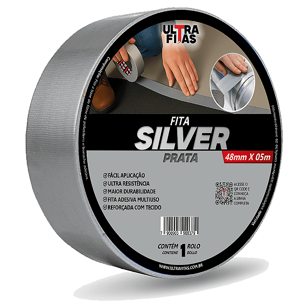 Fita Adesiva Silver Tape 50 mm X 05 m - Cinza