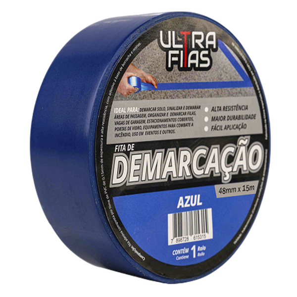 Fita Demarcação de Solo PVC 48 mm X 15 Metros - Azul