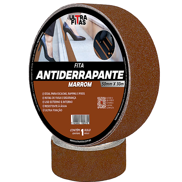 Faixa Fita Lixa Antiderrapante Adesiva 50 mm X 30 metros - Marrom