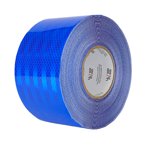 Fita Adesiva Refletiva Prismática Auto 100 mm X 30 Metros - Azul