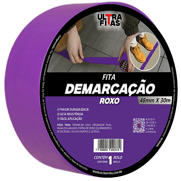 Fita Demarcação de Solo PVC 48 mm X 30 Metros - Roxa