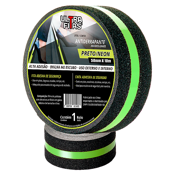 Fita Antiderrapante 50 mm X 10 Metros - Faixa Fotoluminescente