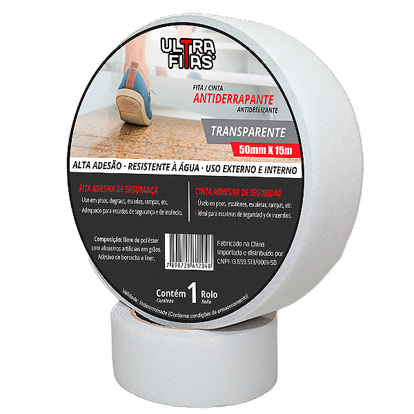 Faixa Fita Lixa Antiderrapante Adesiva 50 mm X 15 metros  Transparente