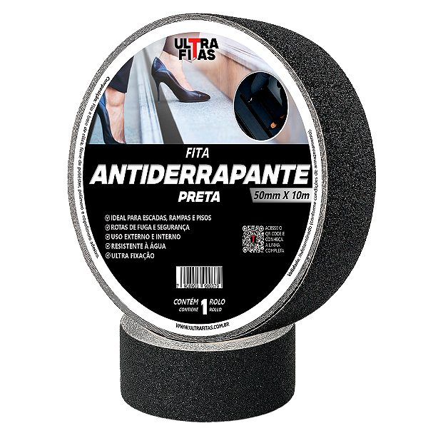 Faixa Fita Lixa Antiderrapante Adesiva 50 mm X 10 metros - Preta