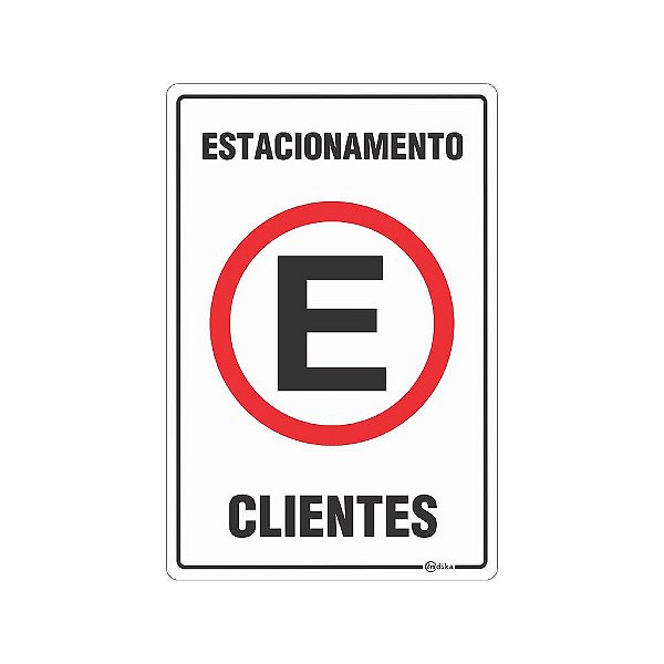 Placa Sinalização Estacionamento para Clientes 20x30cm Adesiva