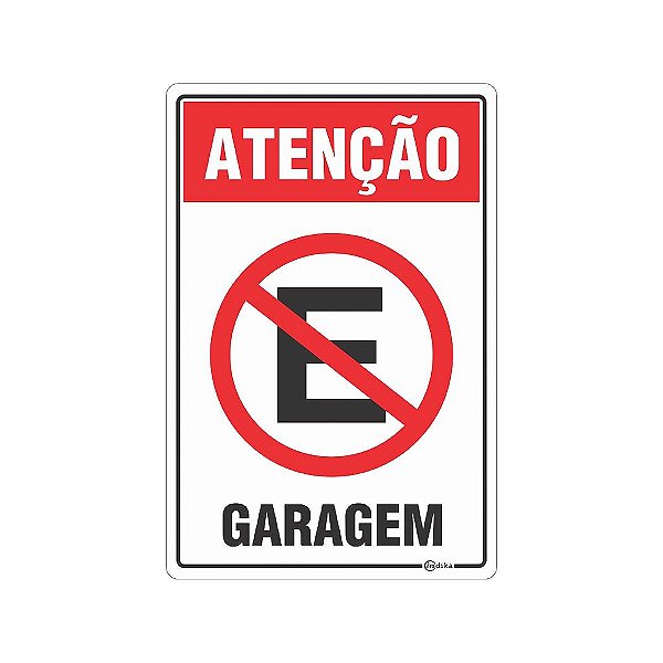 Placa Atenção Garagem 20 x 30
