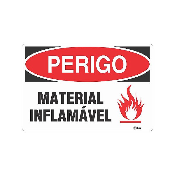 Placa Sinalização Perigo Inflamável 20x30cm Adesiva