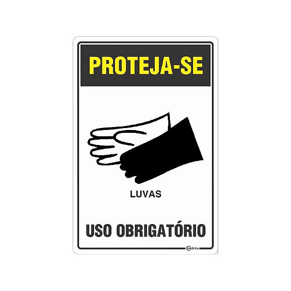 Placa Sinalização E.P.I. Luva 20x30cm Adesiva