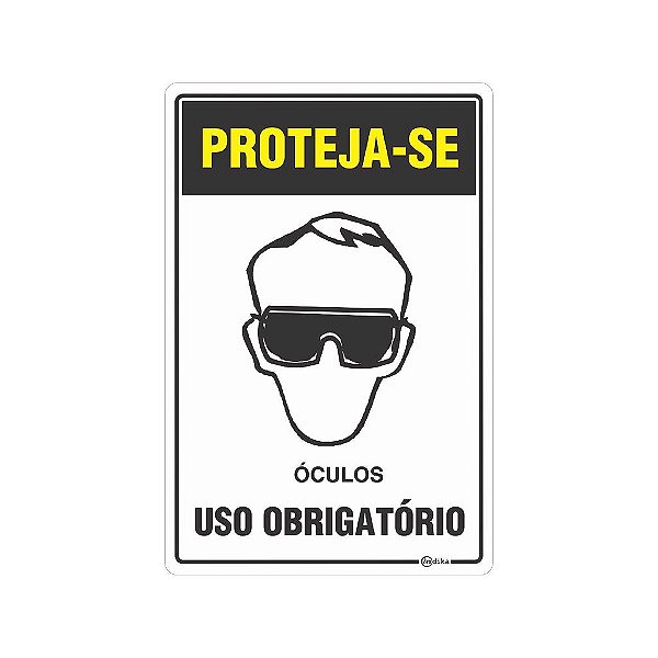 Placa Sinalização E.P.I. Óculos  20x30cm Adesiva