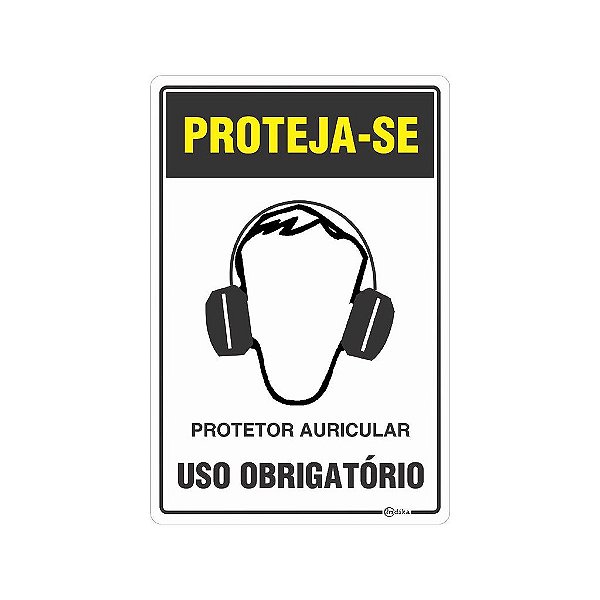 Placa Sinalização  E.P.I. Auricular 20x30cm Adesiva