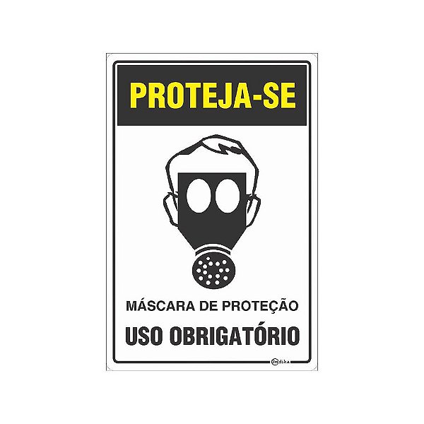 Placa Sinalização E.P.I. Máscara 20x30cm Adesiva