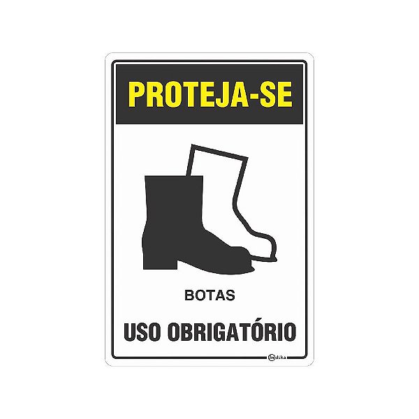 Placa Sinalização E.P.I. Botas 20x30cm Adesiva