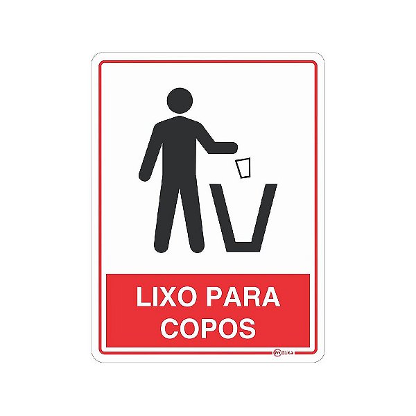 Placa Lixo para Copos  15x20