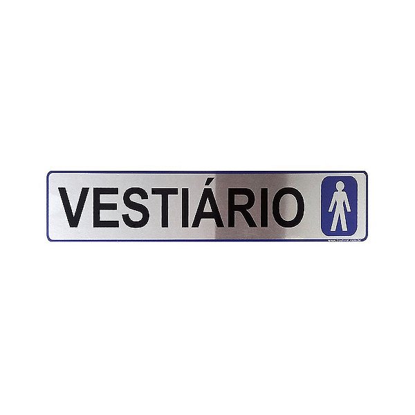 Placa Azul Vestiário 25 x 5 - Aluminio