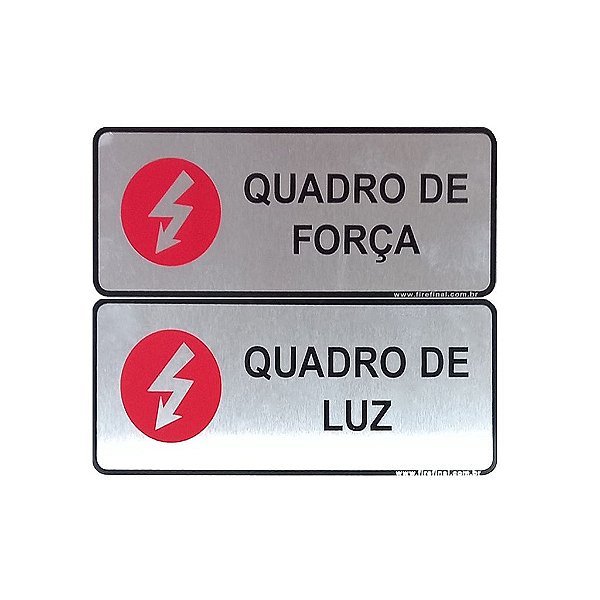Conjunto com 2 Placas  Quadro Força/ Quadro de Luz  12,5 x 5 - Aluminio Adesivo
