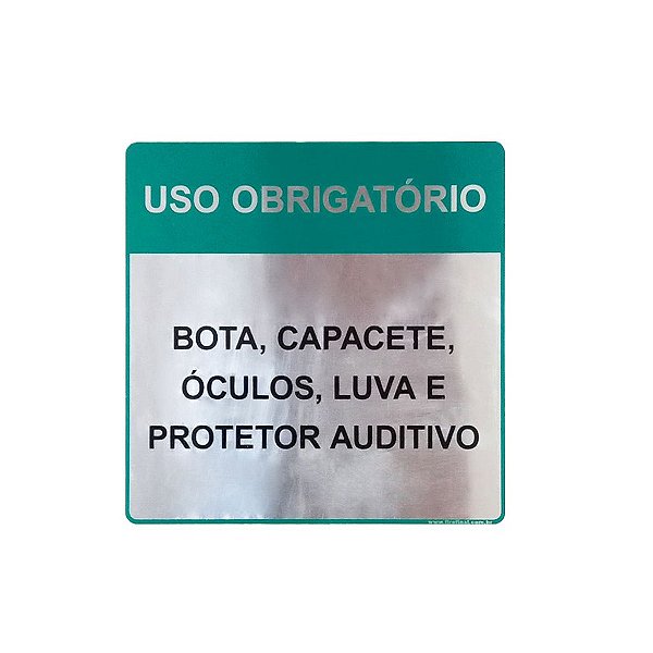 Placa Sinalização Uso Obrigatório EPI 15x15 - Aluminio Adesivo