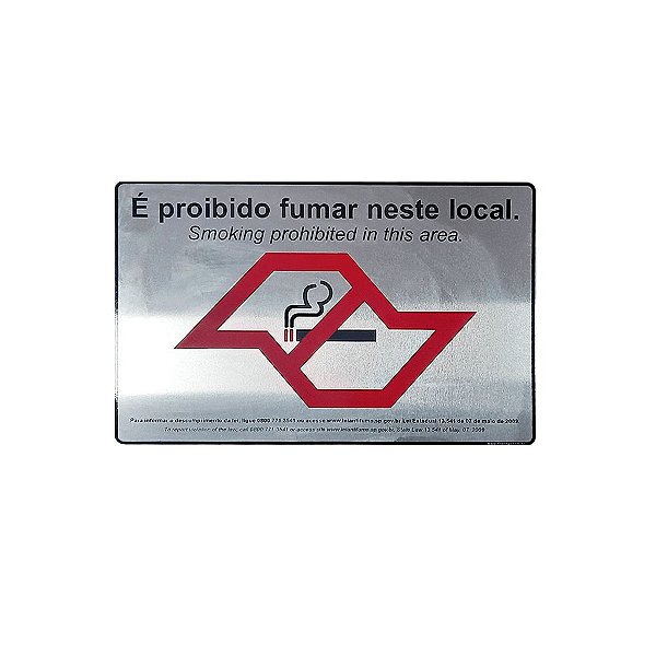 Placa Sinalização Proibido Fumar Neste Local 15x23 - Aluminio Adesiva